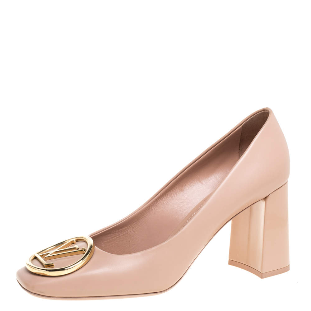 Pre Owned Louis Vuitton Beige Leather Madeleine Square Toe Pumps Size 40