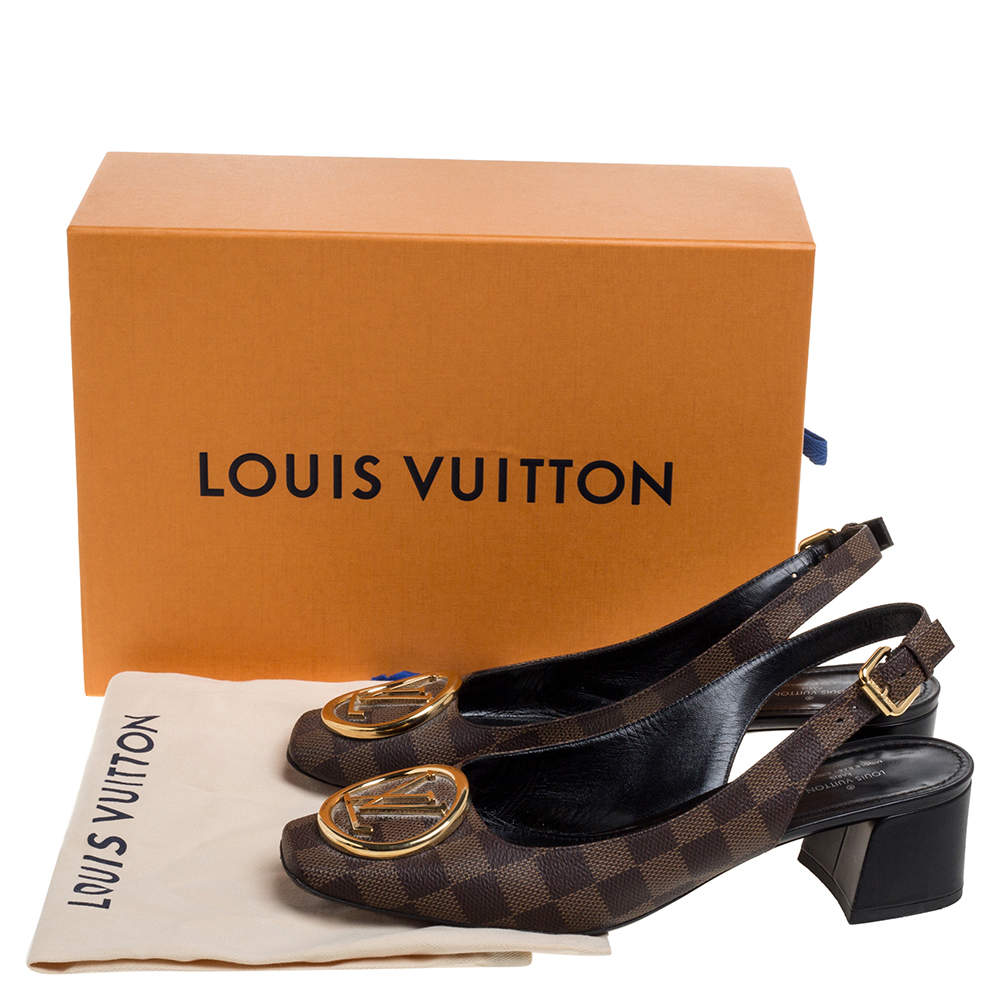 Louis Vuitton Damier Ebene Coated Canvas Madeleine Slingback