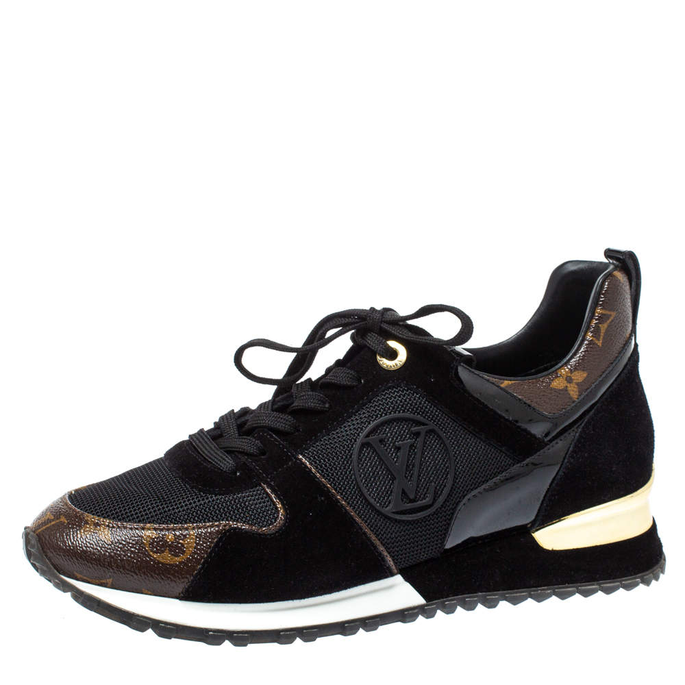 Louis Vuitton Black Monogram Canvas, Leather and Mesh Run Away Lace Up ...