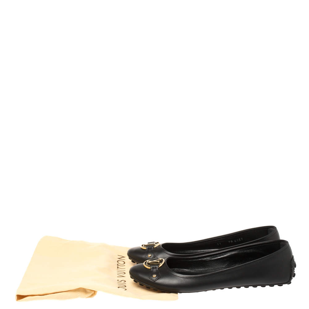 Louis Vuitton Black Leather Dauphine Ballet Flats Size 39 Louis