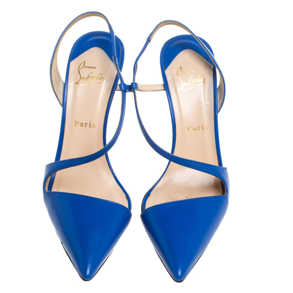 Christian Louboutin Blue Leather June Slingback Sandals Size 39.5 Louis  Vuitton