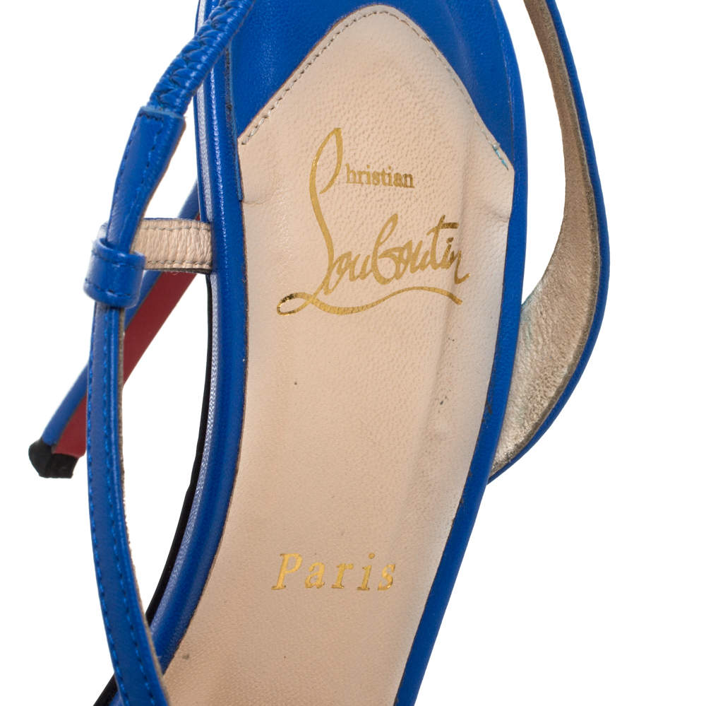 Christian Louboutin Blue Leather June Slingback Sandals Size 39.5 Louis  Vuitton