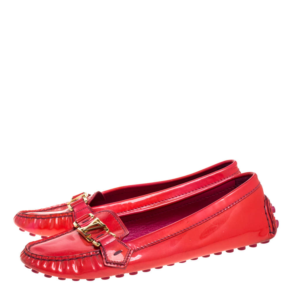 LOUIS VUITTON DRIVING WOMENS MOCCASINS PATENT LEATHER FLATS SHOES SZ 39.5