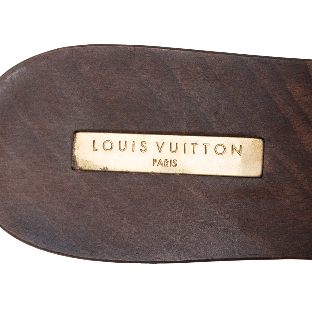 NWOB Louis Vuitton Monogram Raffia Flower Platform Clogs Sandals