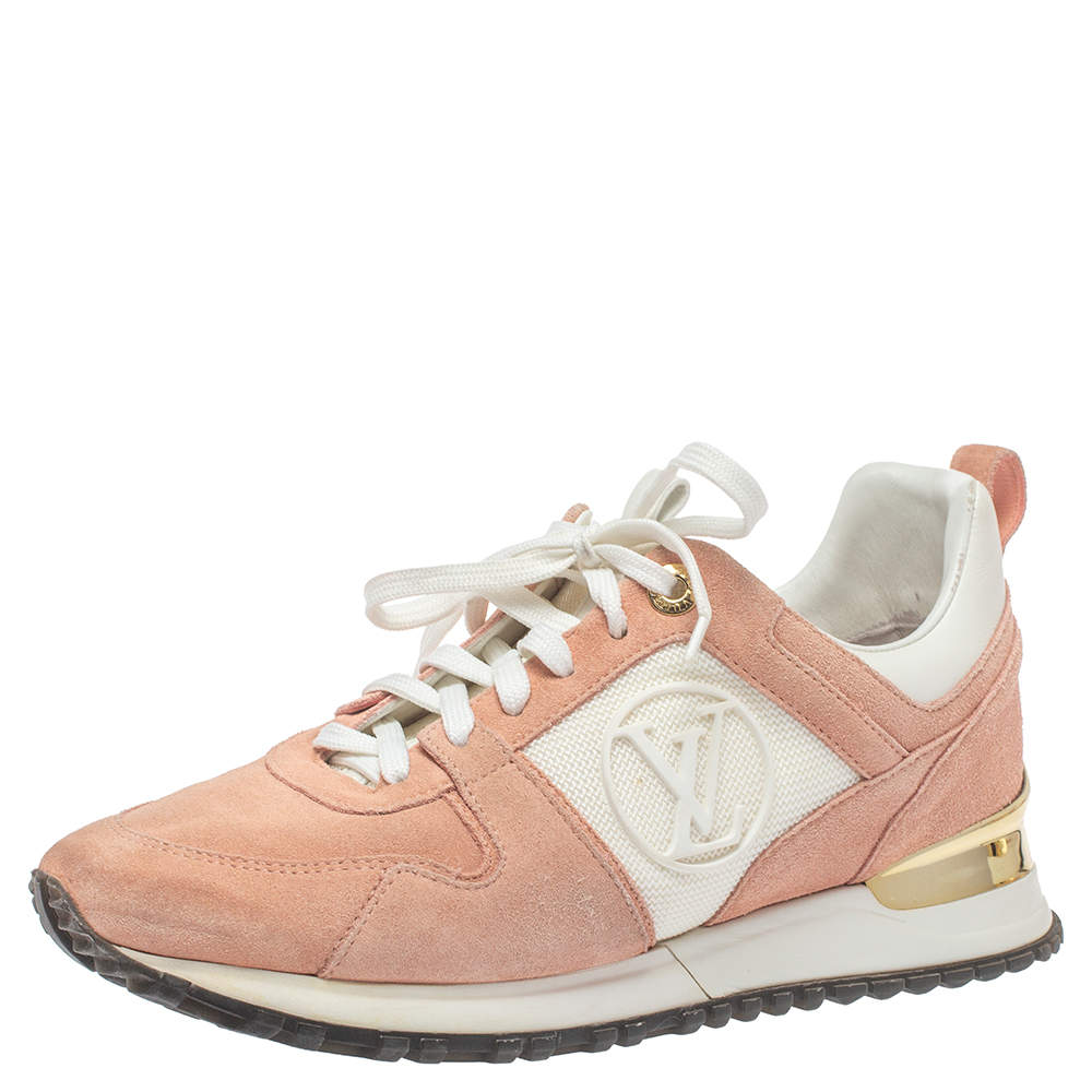 Louis Vuitton Old Rose Pink Suede and Mesh Lace Up Sneakers Size 36.5