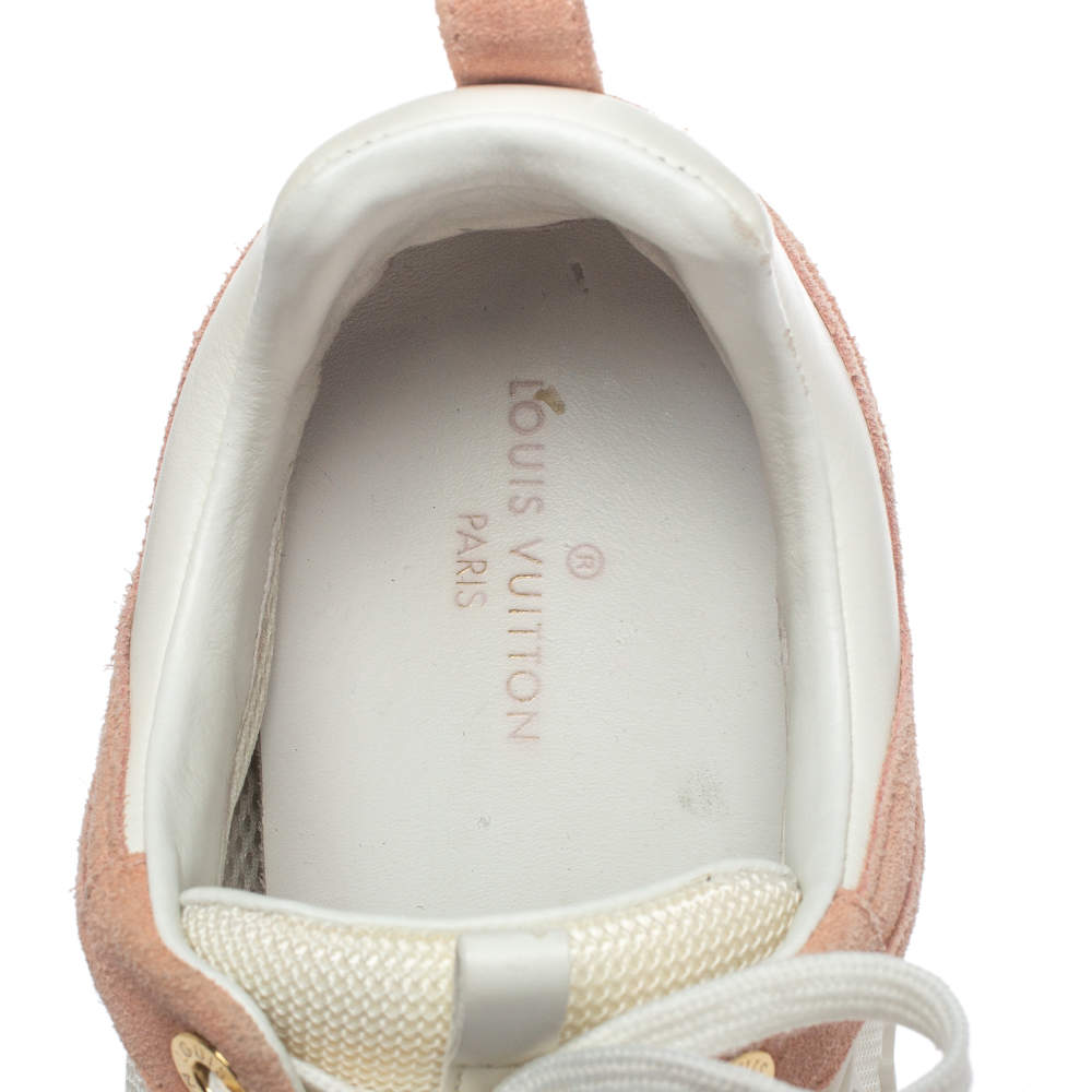 Louis Vuitton Old Rose Pink Suede and Mesh Lace Up Sneakers Size