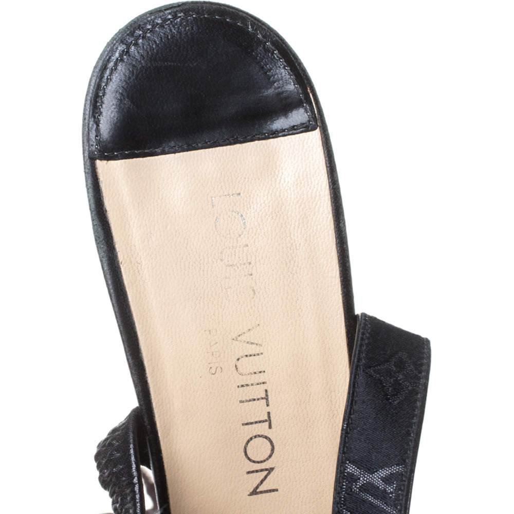 Louis Vuitton Black Satin Studded Mini Lin Shine Stappy Sandal