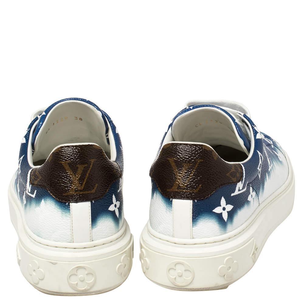 Louis Vuitton Blue/White Patent Monogram Canvas Escale Time Out Sneakers  Size 40