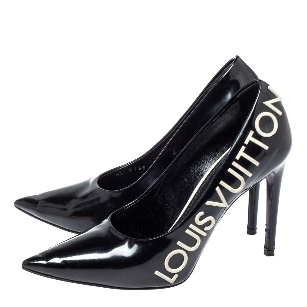 Louis Vuitton Black Leather Call Back Pointed Toe Pumps Size 37