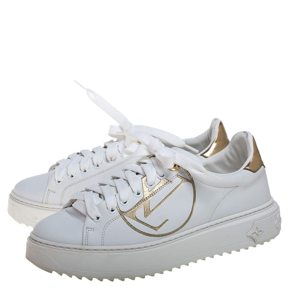 Time out leather trainers Louis Vuitton White size 39.5 EU in Leather -  35648027
