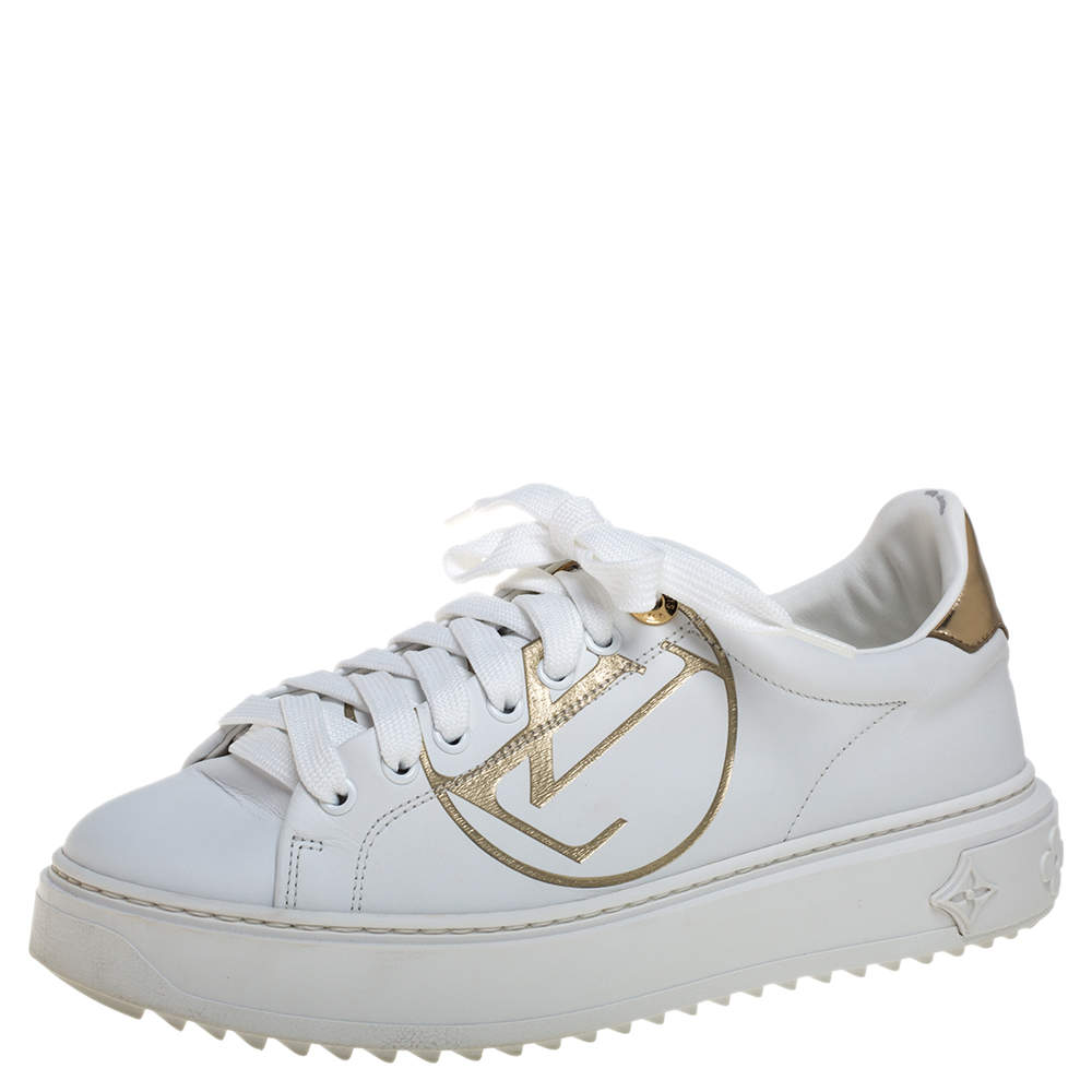 Louis Vuitton White Leather Time Out Sneakers Size 37