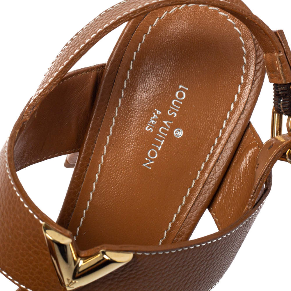 Louis Vuitton Brown Leather Bahiana Slingback Sandals Size 40 Louis Vuitton