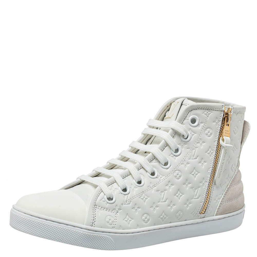 مملوكة مسبقًا Louis Vuitton White Monogram Empreinte Leather Punchy High Top Sneakers Size 38