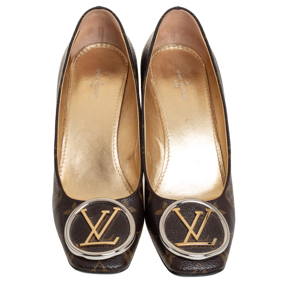 LOUIS VUITTON Monogram Madeleine Pumps 37.5 1305212