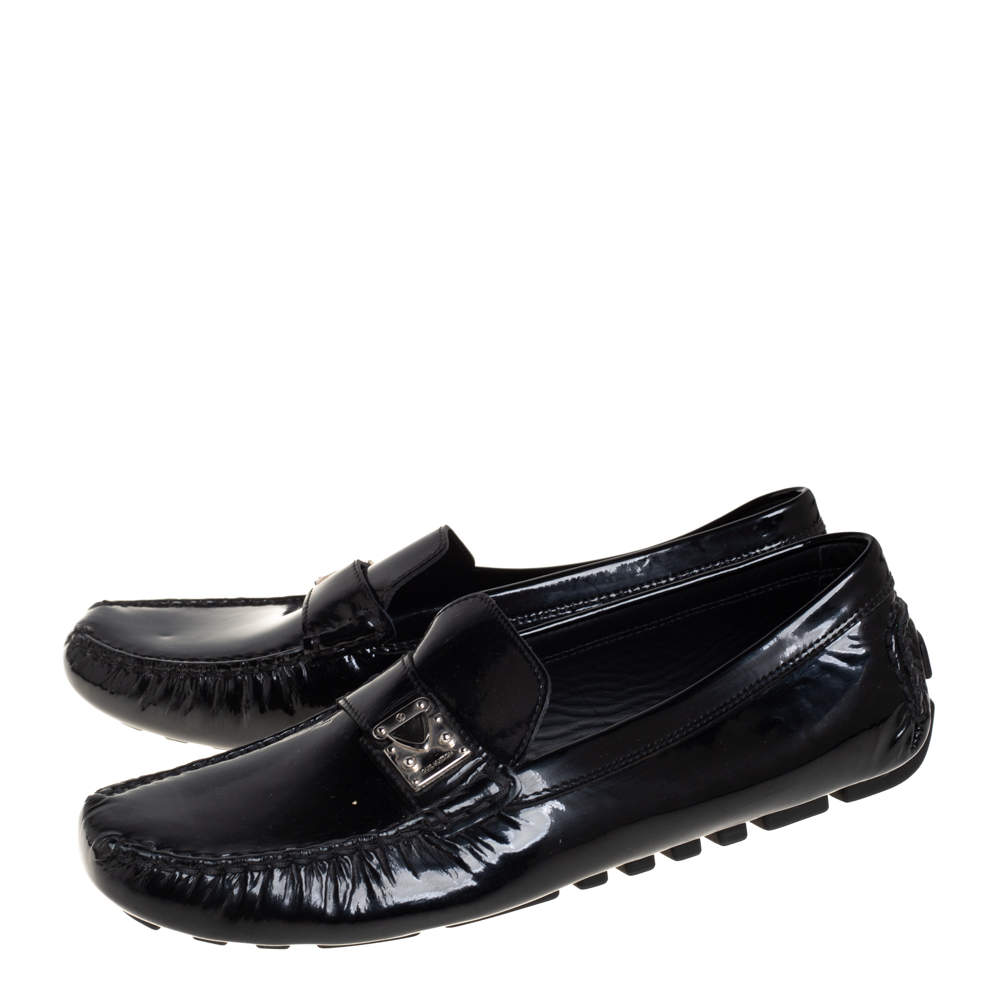 Louis Vuitton Black Patent Leather Logo Slip On Loafers Size 41 Louis  Vuitton | The Luxury Closet