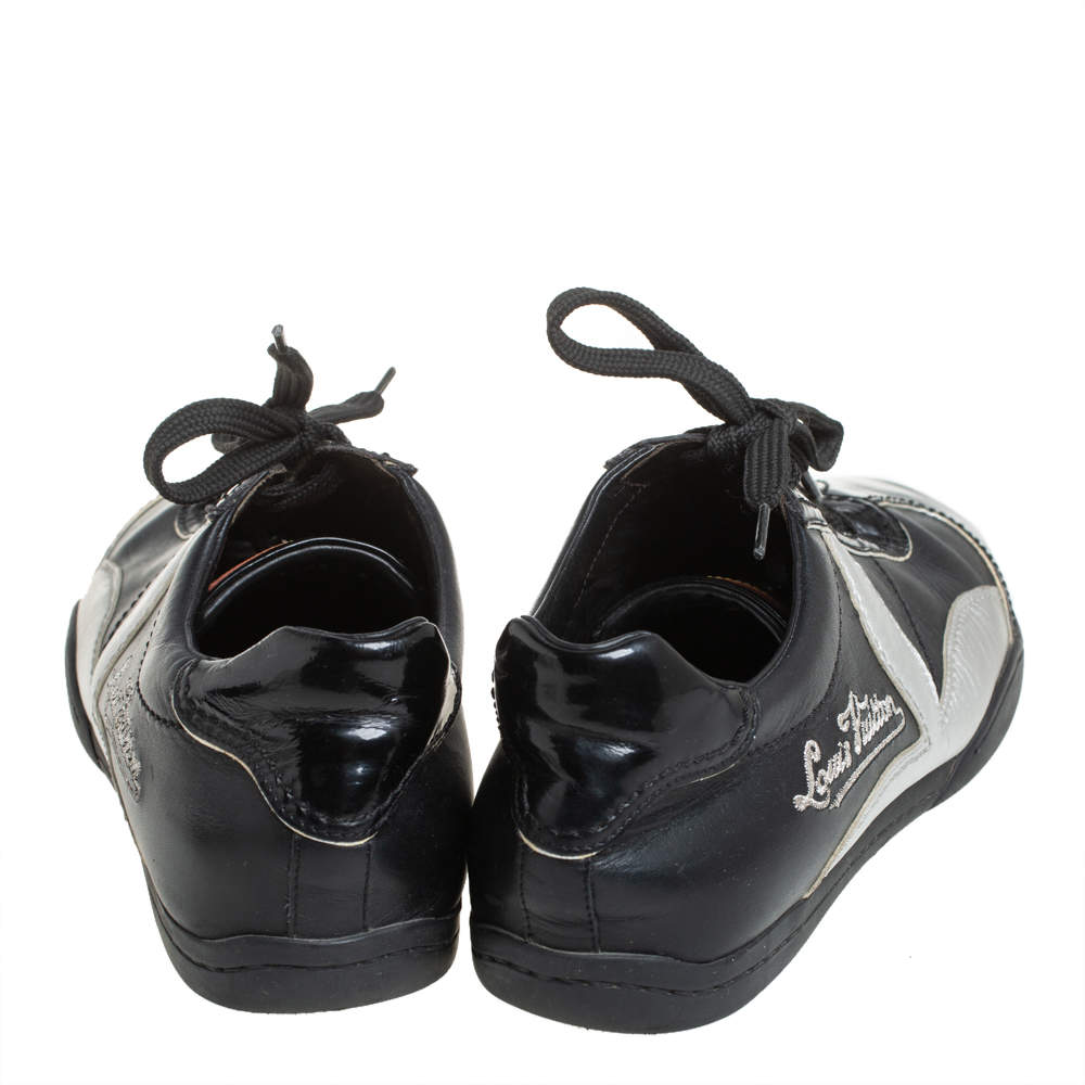 Louis Vuitton Black/Silver Patent Leather And Leather Low Top Lace