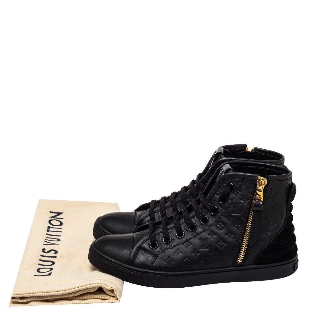 LOUIS VUITTON Glitter Punchy High Top Sneakers 38 Black 39248