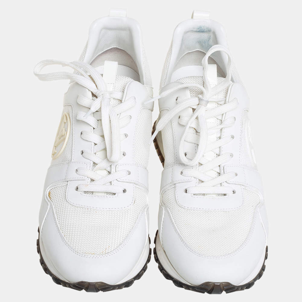 LOUIS VUITTON Calfskin Run Away Sneakers 39 White 1287689
