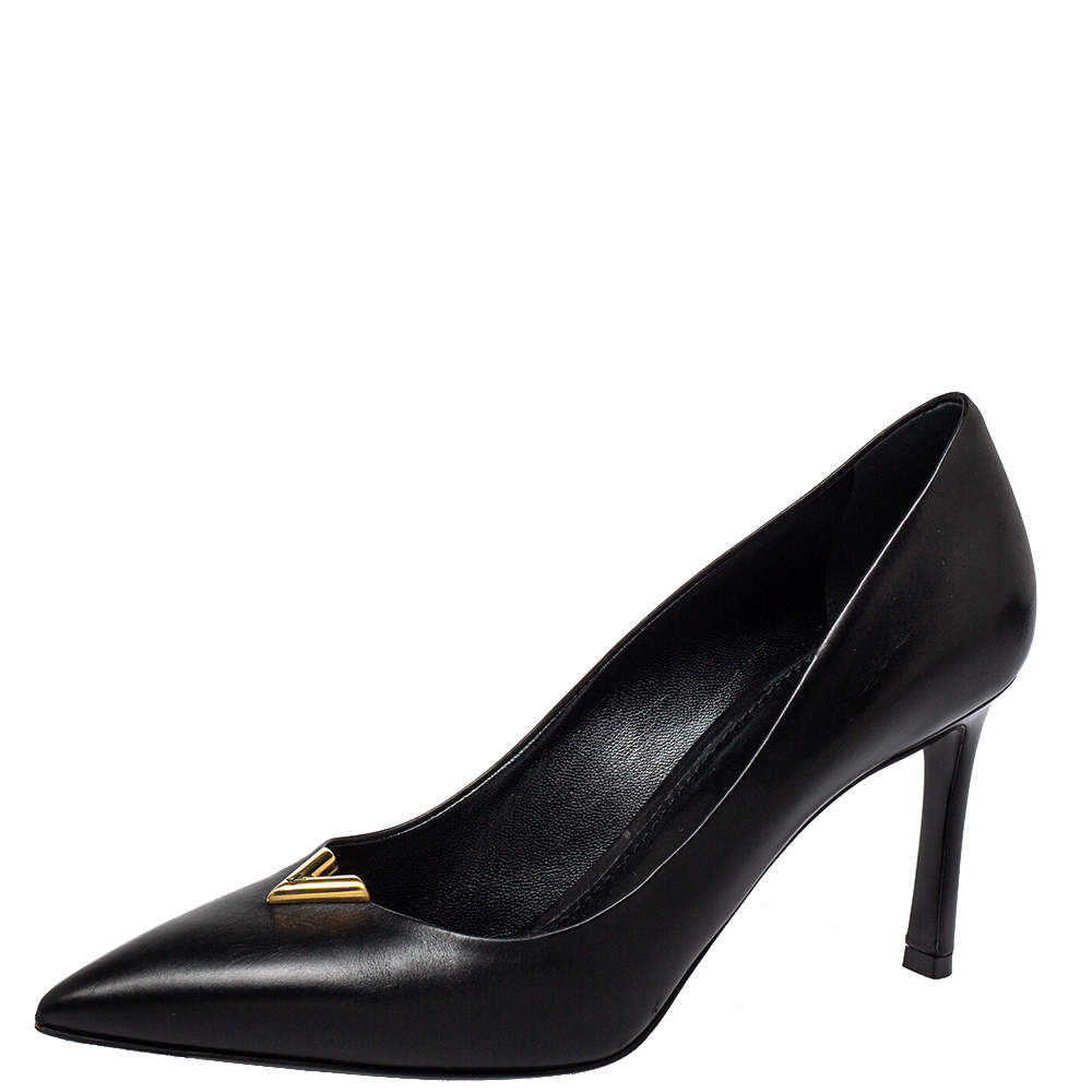 Louis Vuitton Black Leather Heartbreaker Pointed Toe Pumps Size 38.5