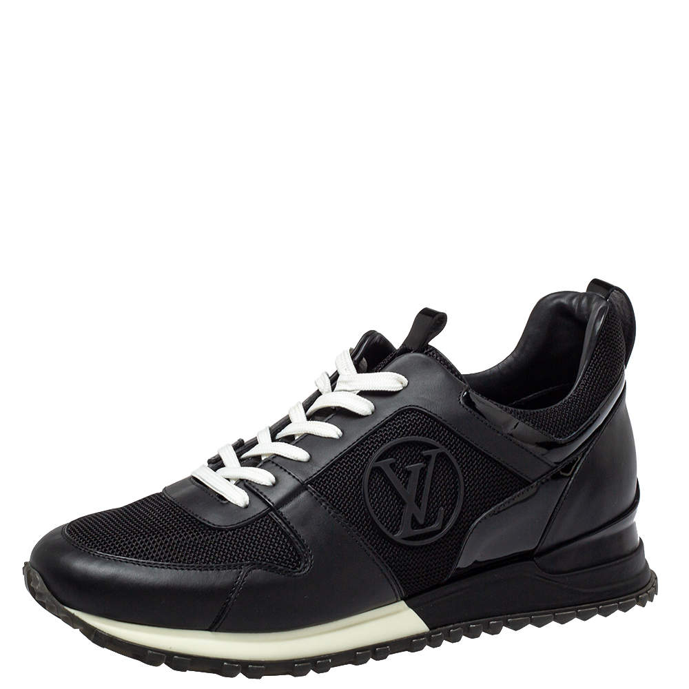 Louis Vuitton Black Mesh And Leather Run Away Sneakers Size 38.5