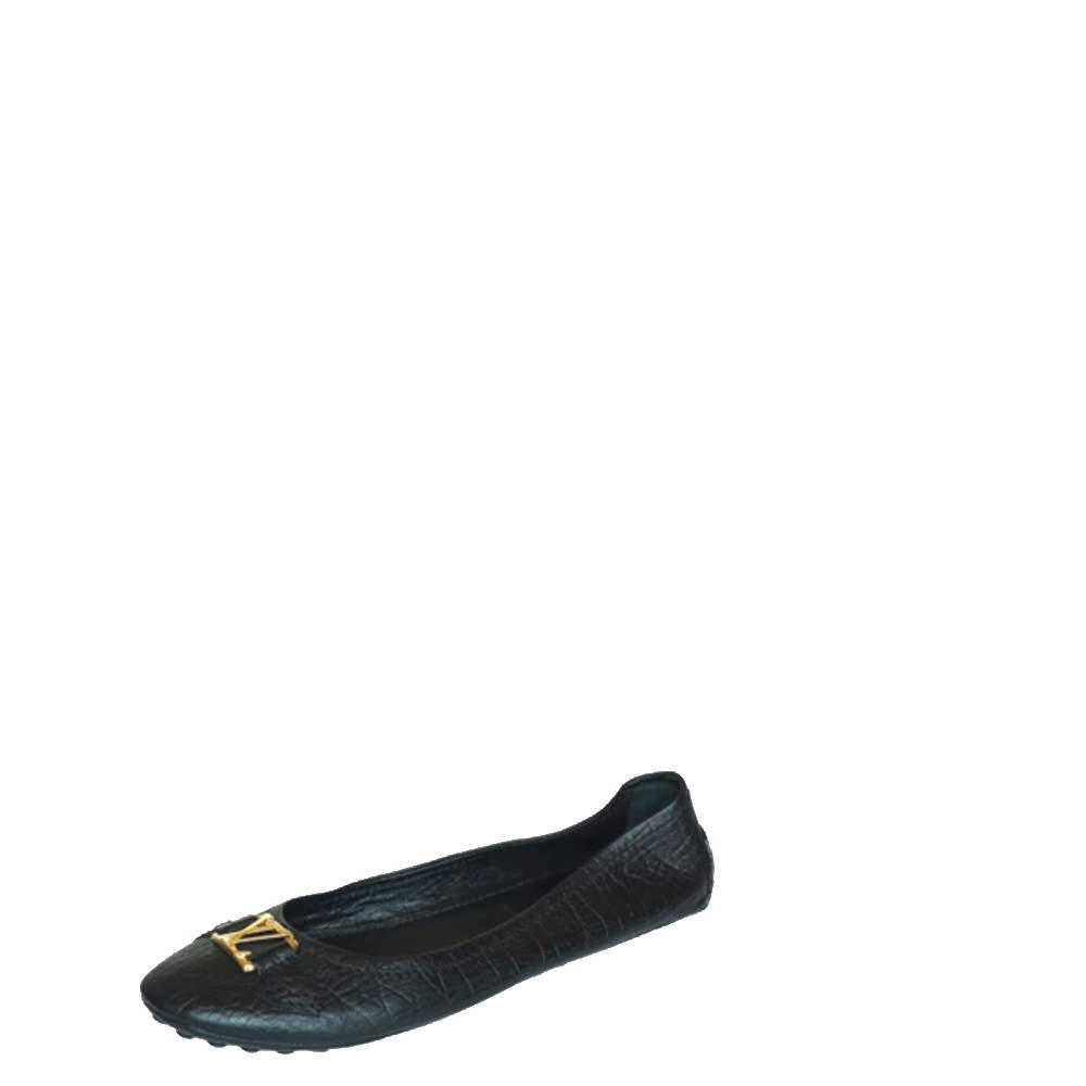 Louis Vuitton Gold Logo Leather Ballet Flats Size EU 38.5