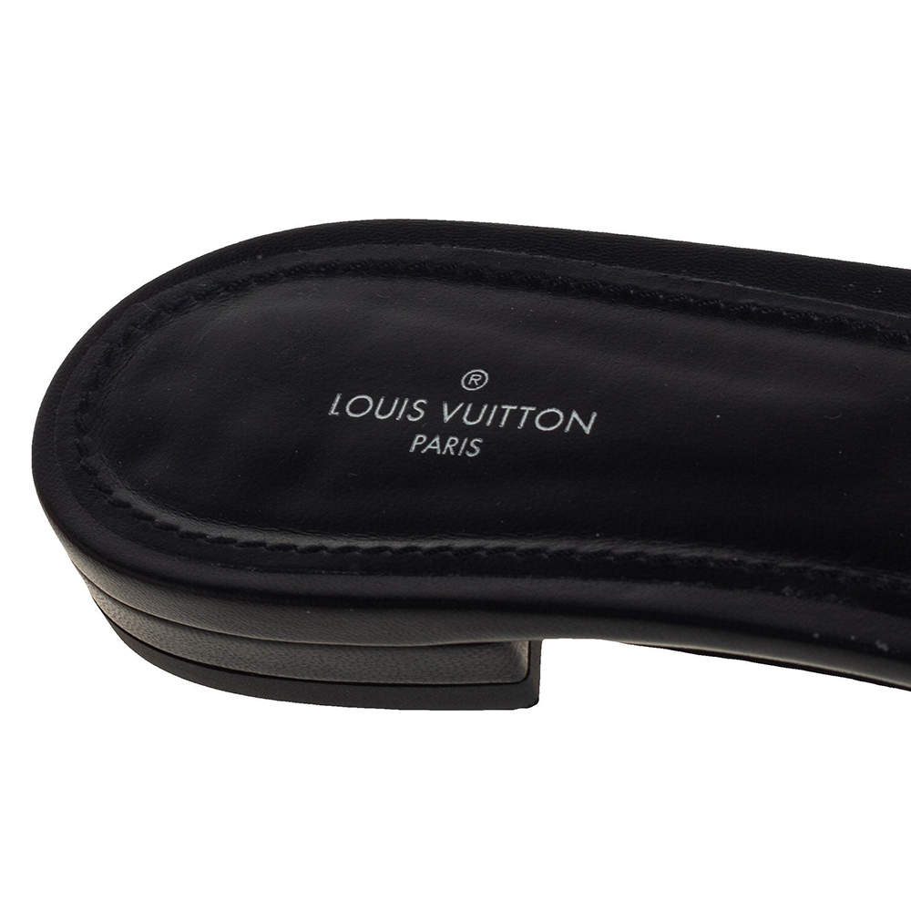 Replica Louis Vuitton Revival Flat Mules In Black Monogram Lambskin for  Sale