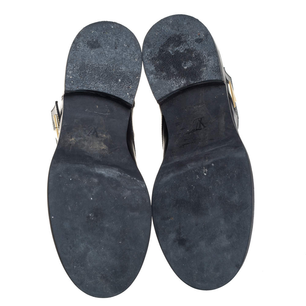 Louis Vuitton, Shoes, Preowned Louis Vuitton Combat Military Black  Leather Lv Clasp Boot Bootie Sz 38