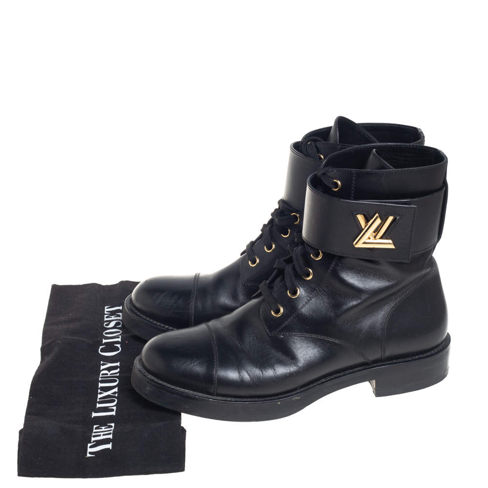Wonderland leather lace up boots Louis Vuitton Black size 38.5 EU in  Leather - 28790717
