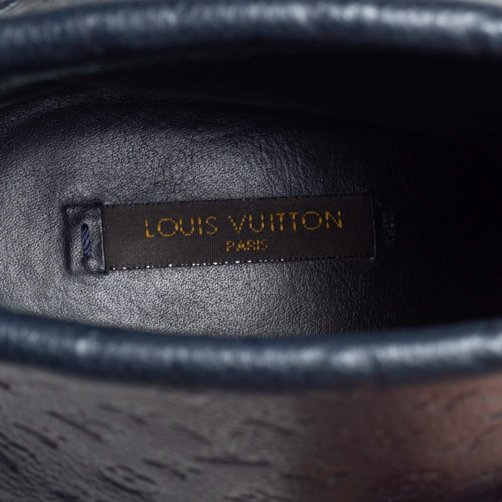Louis Vuitton, Shoes, Louis Vuitton Blue Infini Lv Monogram Empreinte  Leather Carole Ankle Boots