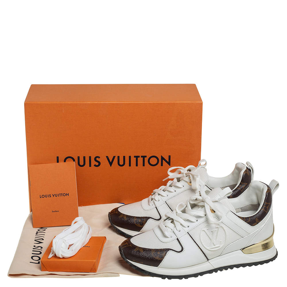 Louis Vuitton White Mesh & Monogram Canvas Reverse Run Away Sneakers  Leather ref.318498 - Joli Closet