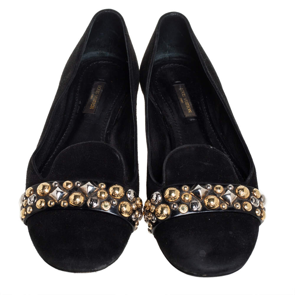 Louis Vuitton Black Suede Jeweled Smoking Slippers Size 39 Louis Vuitton