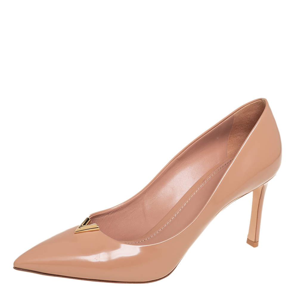 Pre Owned Louis Vuitton Beige Leather Heartbreaker Pointed Toe Pumps Size 41