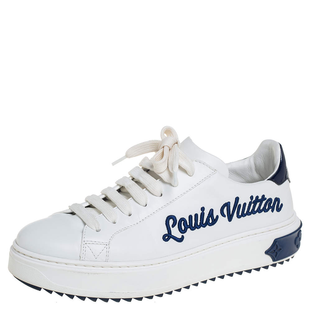 Pre Owned Louis Vuitton White Leather Time Out Low Top Sneakers Size 40