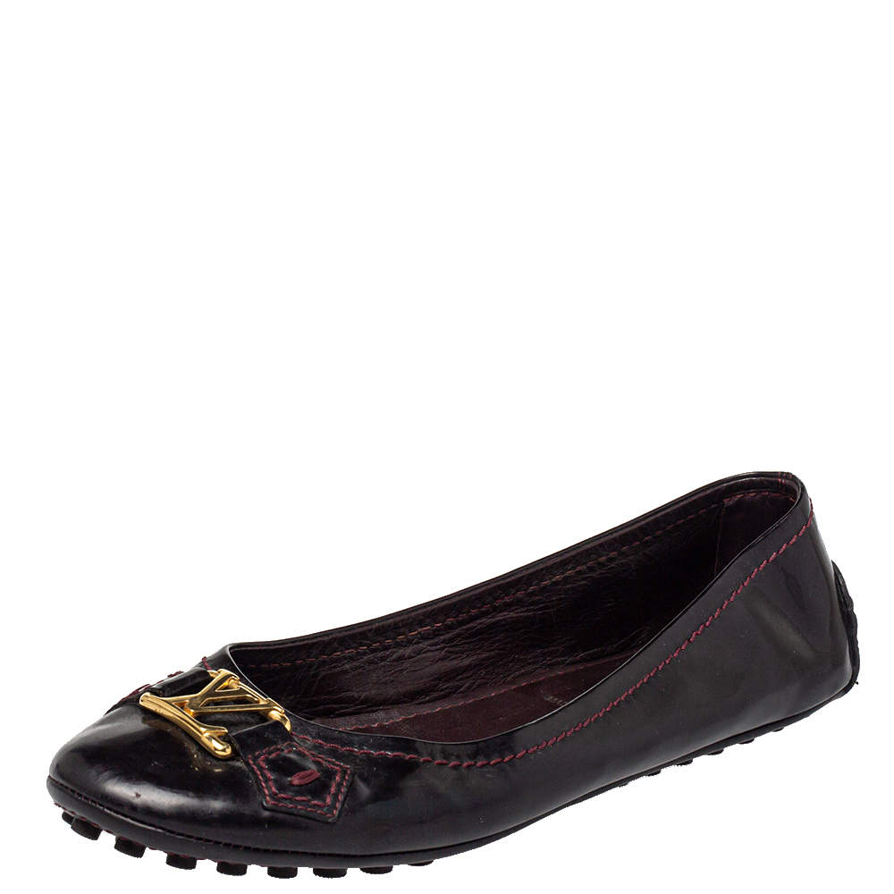 Louis Vuitton Burgundy Patent Leather Ballet Flats Size 37.5 Louis ...