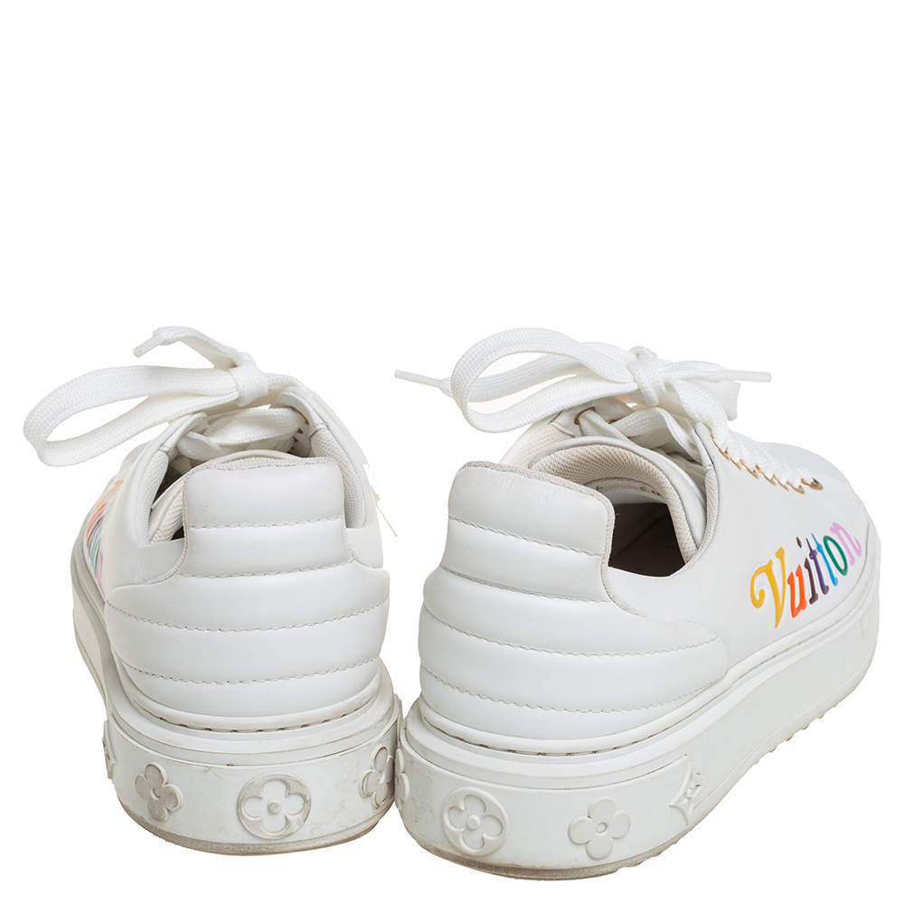 Louis Vuitton White Leather Logo Time Out Sneakers Size 36 at 1stDibs   louis vuitton sneakers women, louis vuitton time out sneakers, lv sneakers  women