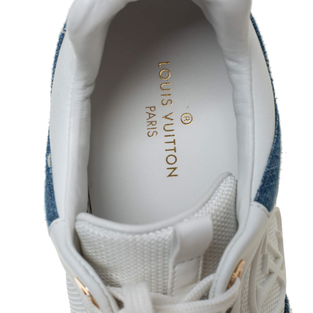 Louis Vuitton White Mesh Fabric and Blue Denim Run Away Sneakers Size  5/35.5 - Yoogi's Closet