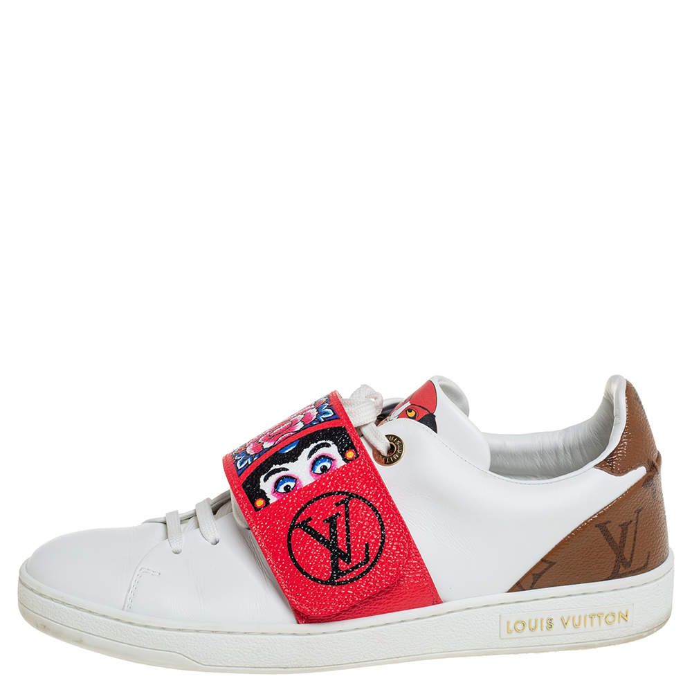 Louis Vuitton White Leather And Brown Monogram Canvas Kyoto Low Top  Sneakers Size 36