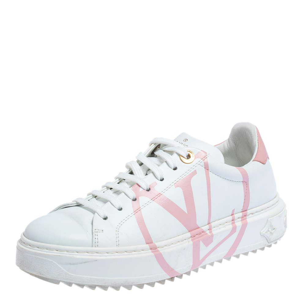 Louis Vuitton White Leather Time Out Low Top Sneakers Size 36