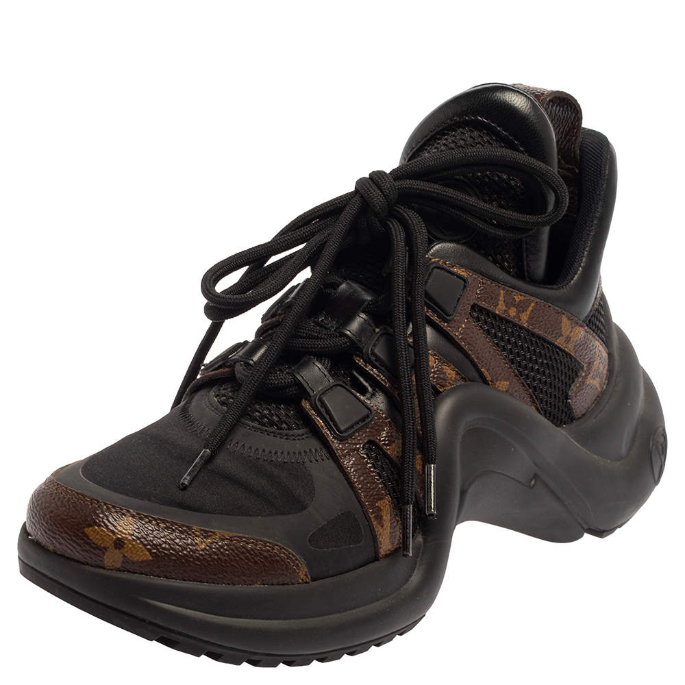 LOUIS VUITTON Calfskin Patent Monogram LV Archlight Sneakers 40 Black  1218979  FASHIONPHILE