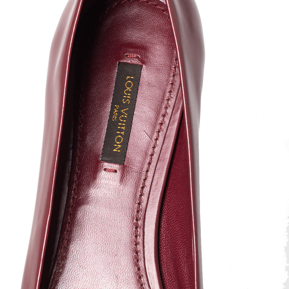Louis Vuitton Burgundy Leather Embellished Ballet Flats Size 39