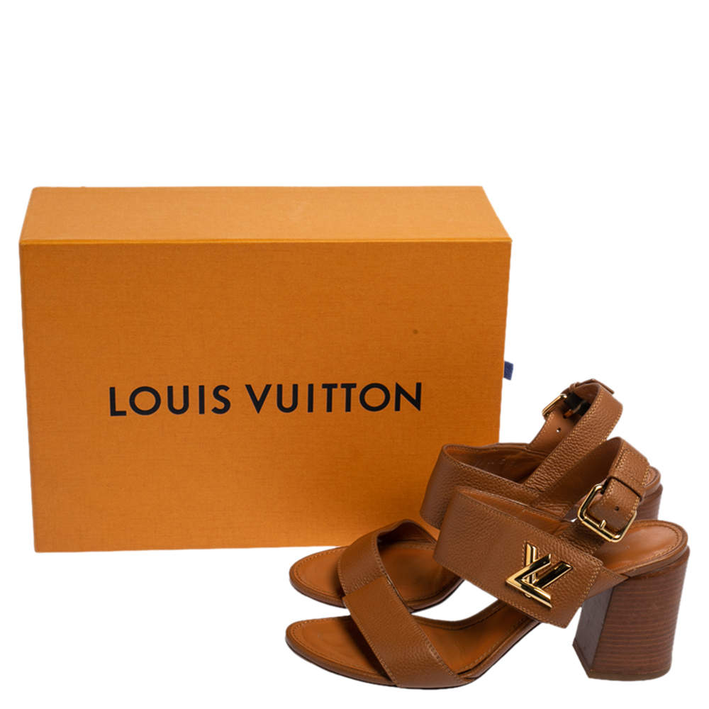 Louis Vuitton Brown Leather Horizon Slingback Sandals Size 39 at 1stDibs