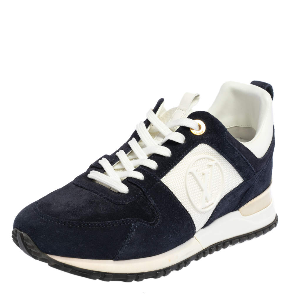 Louis Vuitton Blue/White Suede and Mesh Runaway Sneakers Size 37