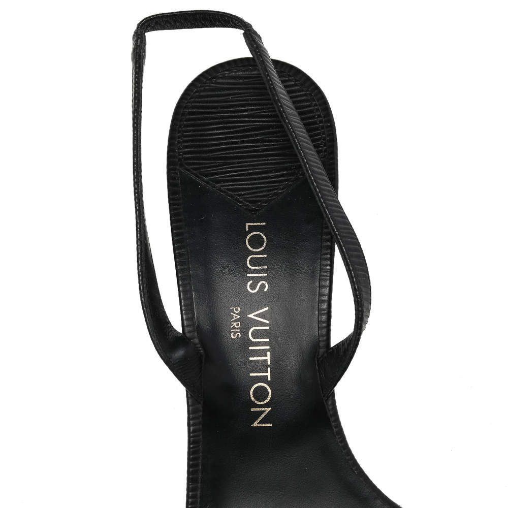 Louis Vuitton Black Leather Dice Slingback Sandals Size 40 at