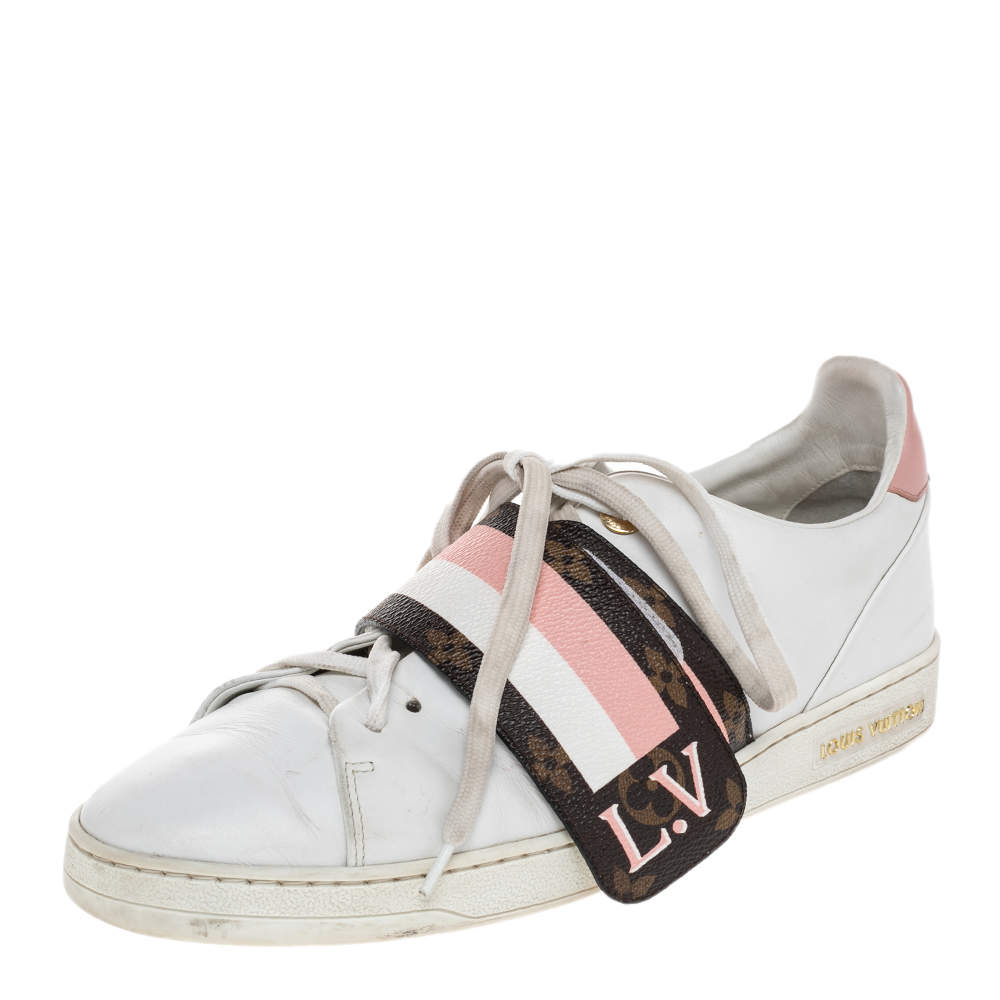 Pre Owned Louis Vuitton Tricolor Leather And Monogram Canvas Frontrow Low Top Sneakers Size 40
