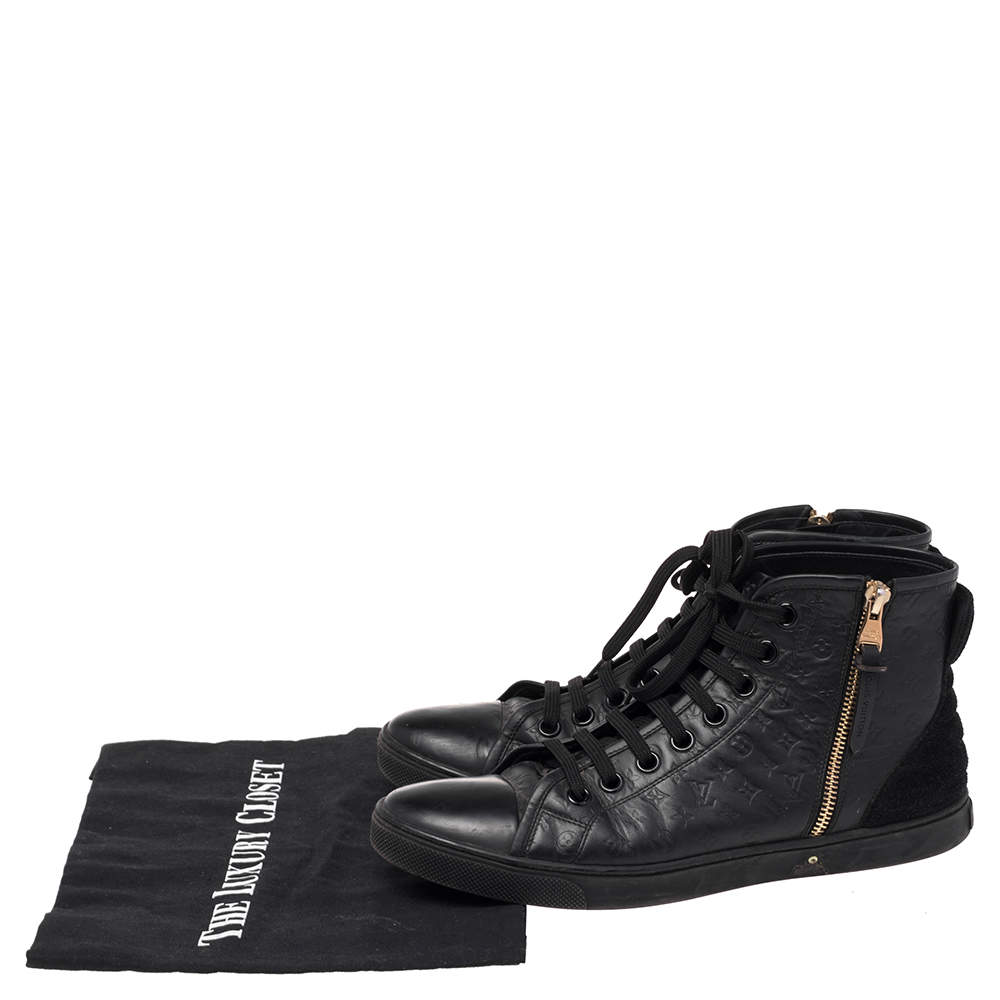 LOUIS VUITTON Glitter Punchy High Top Sneakers 36 Black 33644