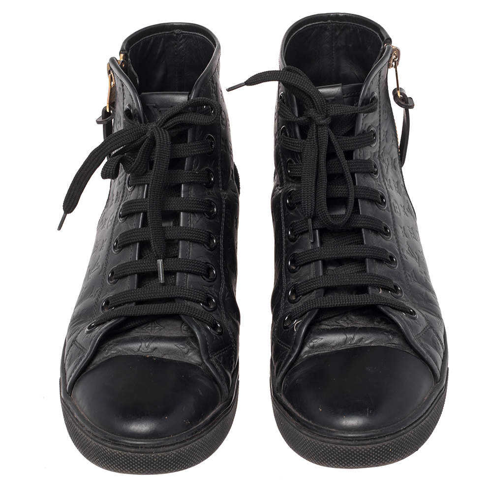 LOUIS VUITTON Glitter Punchy High Top Sneakers 36 Black 33644