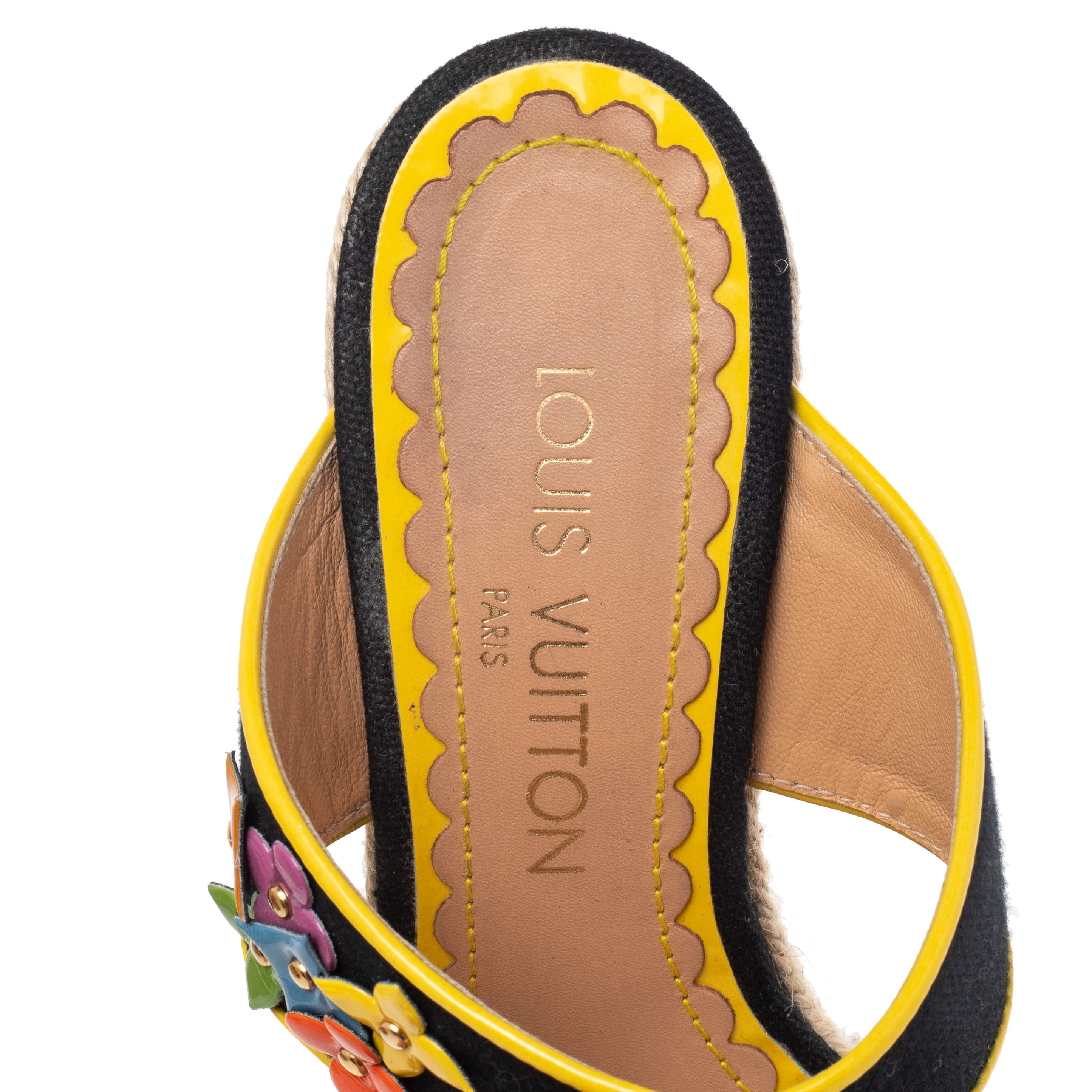 Louis Vuitton Black/Yellow Canvas And Patent Leather Trim Flowers