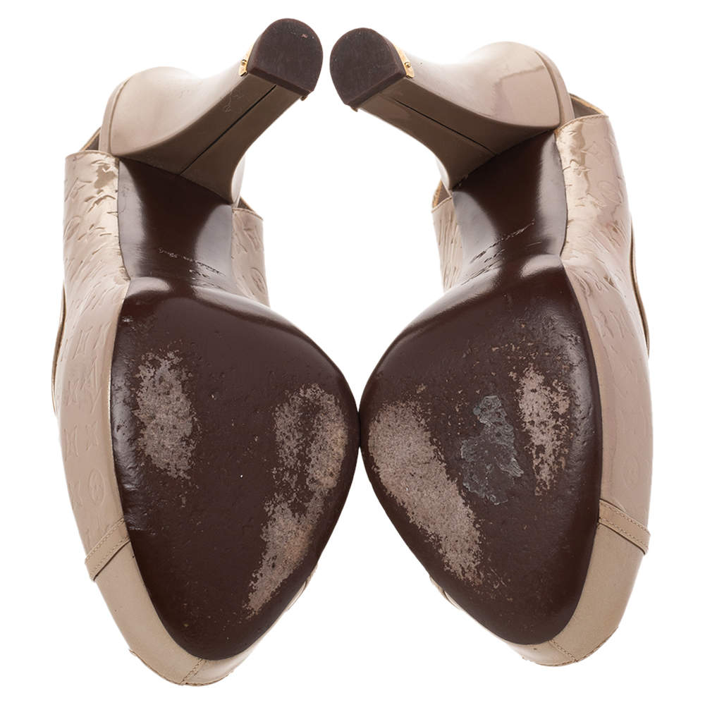 Louis Vuitton Beige Monogram Vernis Leather Tamara Slingback Sandals Size 39  - ShopStyle