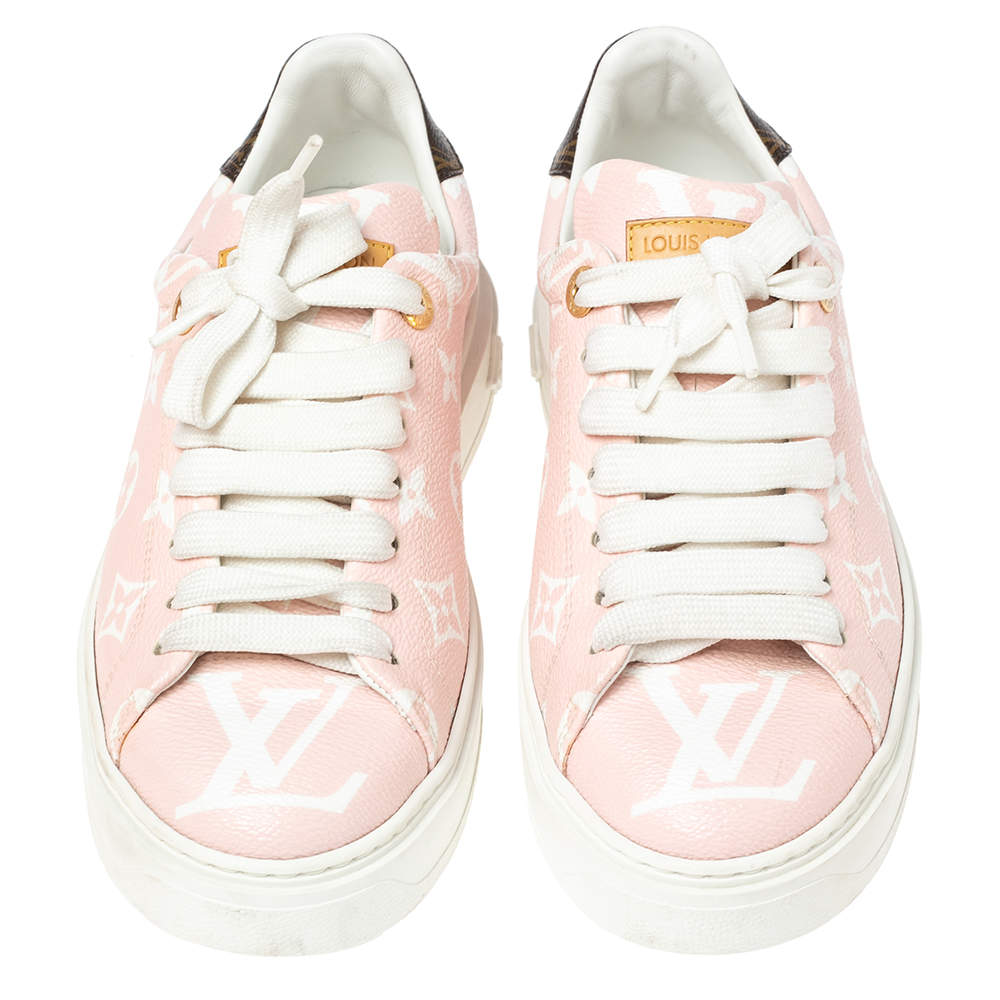 LV Louis Vuitton Time Out Monogram Pink Red White Sneakers Trainers Size 8  42