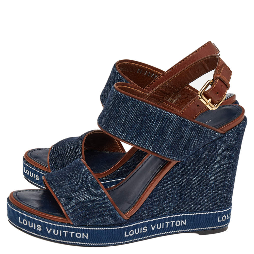 Louis Vuitton Blue/Red Monogram Denim And Leather Sandals Size 38.5 Louis  Vuitton | The Luxury Closet